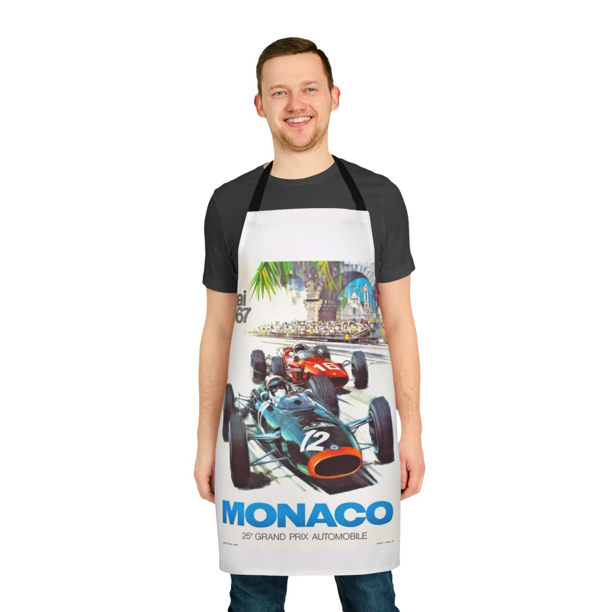 Vintage 1967 Monaco Grand Prix racing poster art featuring classic cars and motorsport imagery.