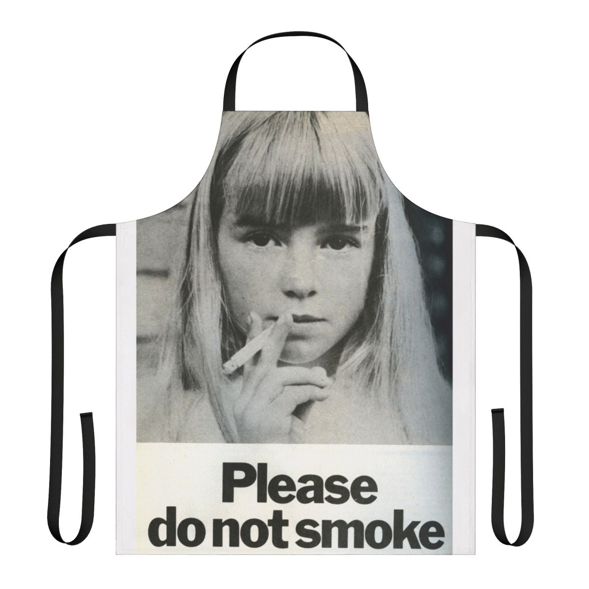 Vintage-style apron with anti-smoking message, 1970s inspired design
