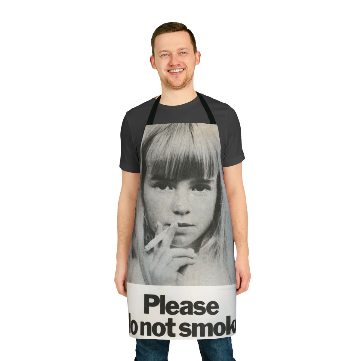 Vintage-style apron with anti-smoking message, 1970s inspired design