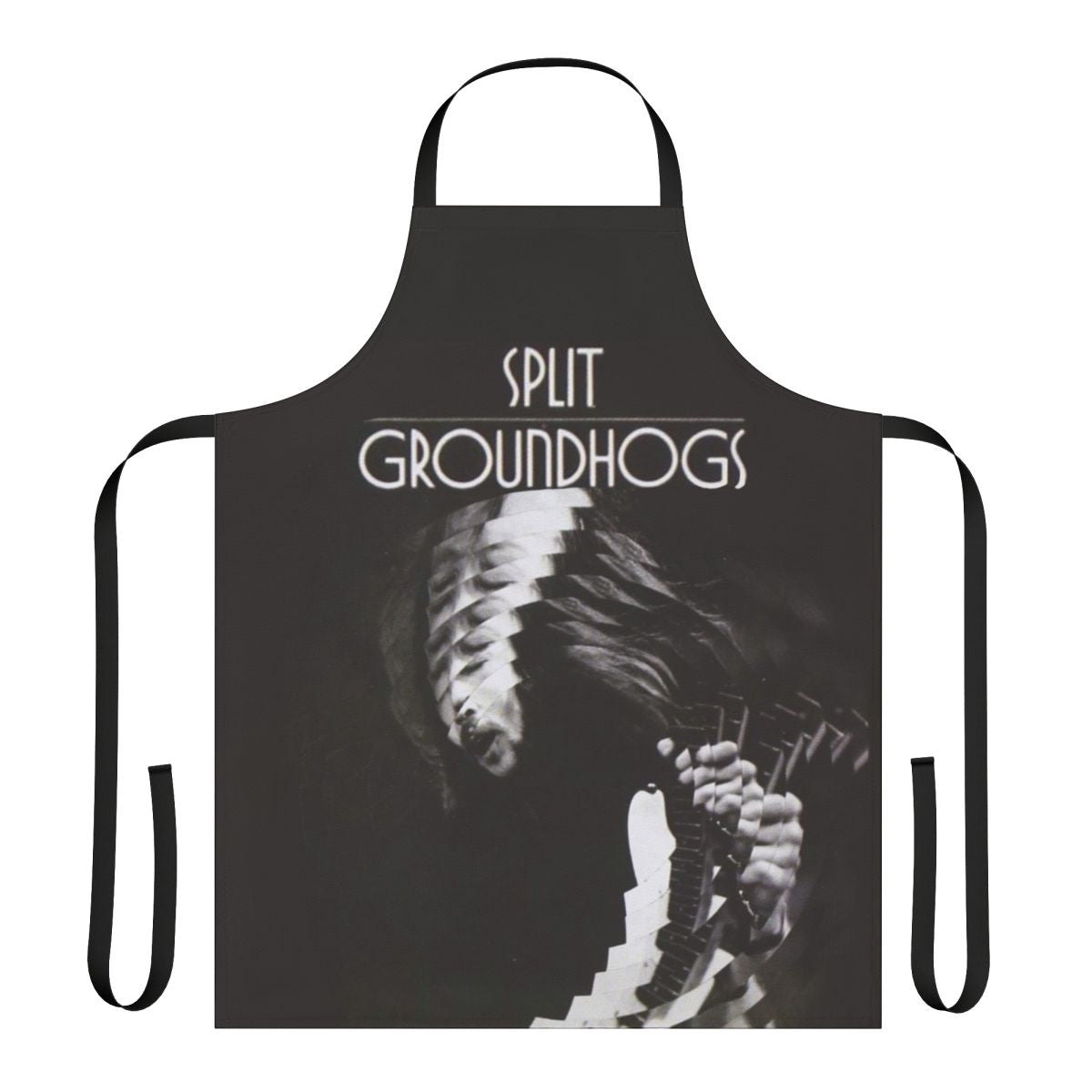 Vintage 1971 Groundhogs Split album cover design on an apron