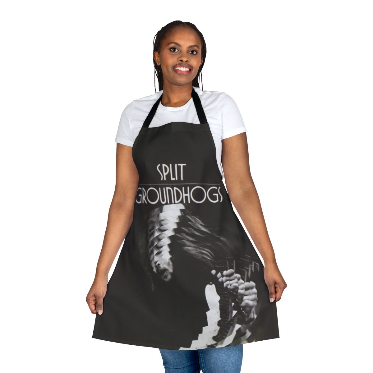 Vintage 1971 Groundhogs Split album cover design on an apron