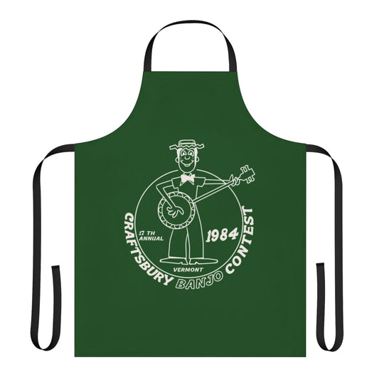 Vintage-style apron with a 1984 Craftsbury Banjo Contest design