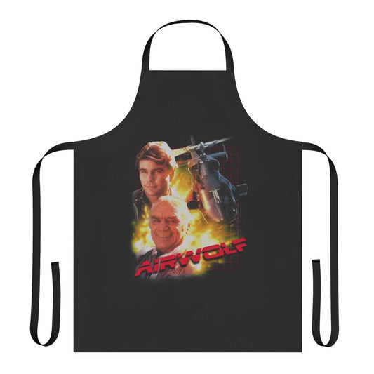Vintage-style apron featuring the iconic Airwolf helicopter from the 1980s TV series.