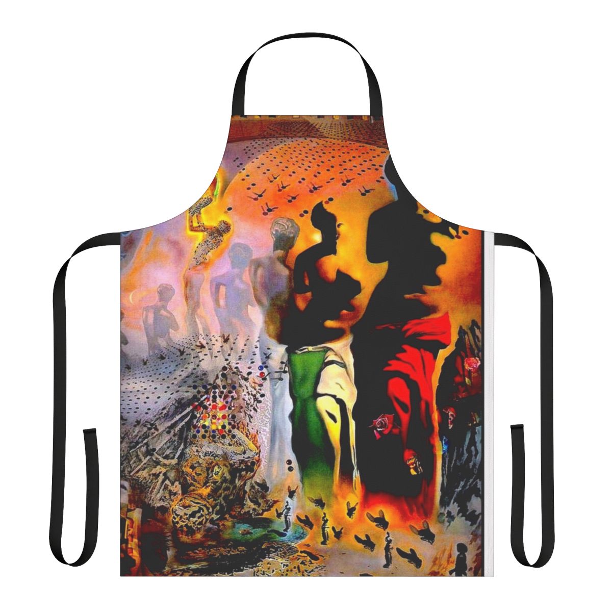 Whimsical apron featuring a vintage-inspired abstract surreal design inspired by the Venus de Milo and Salvador Dali.