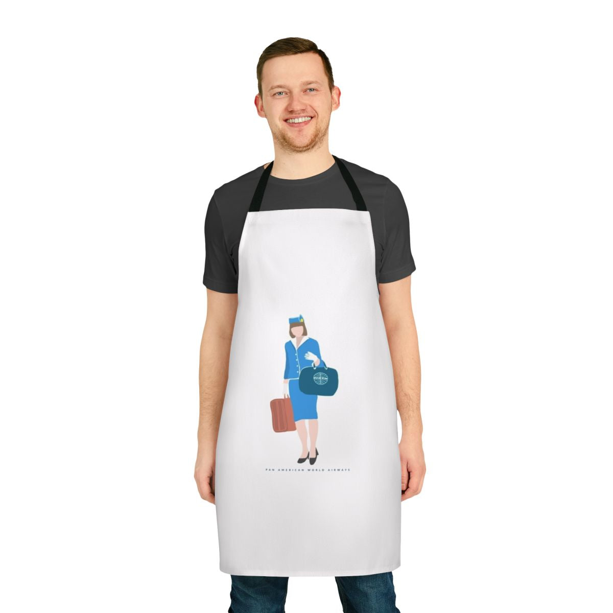 Retro-style apron featuring the iconic Pan Am Airlines logo and colors