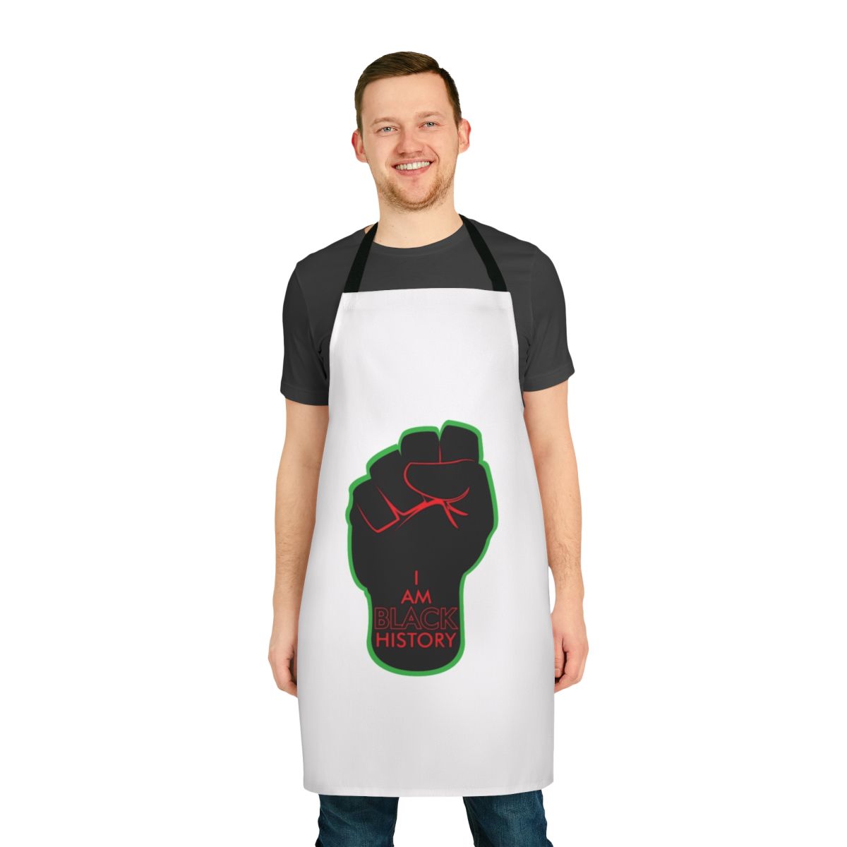 Vintage-style airline travel apron featuring a graphic design with the RBG fist and "Black History" text