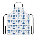 Vintage-style apron featuring a pattern of classic Pan Am airplane icons for a nostalgic travel-inspired look.