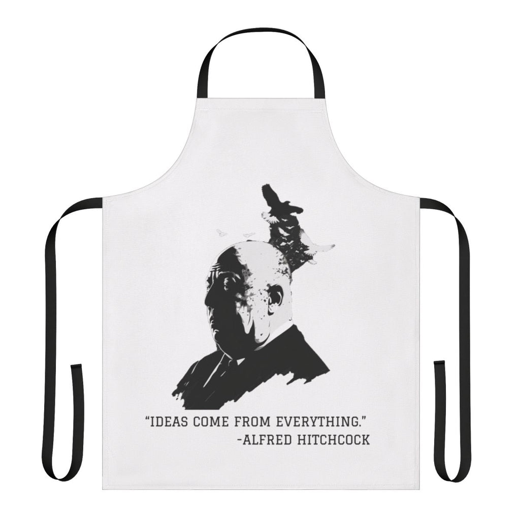 Vintage-style apron featuring an illustration of acclaimed movie director Alfred Hitchcock