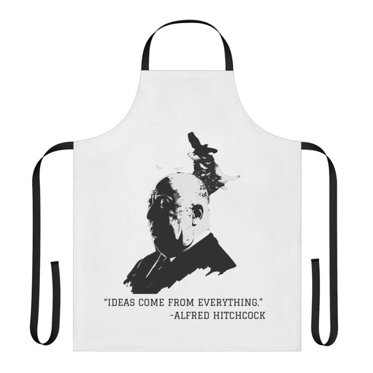 Vintage-style apron featuring an illustration of acclaimed movie director Alfred Hitchcock