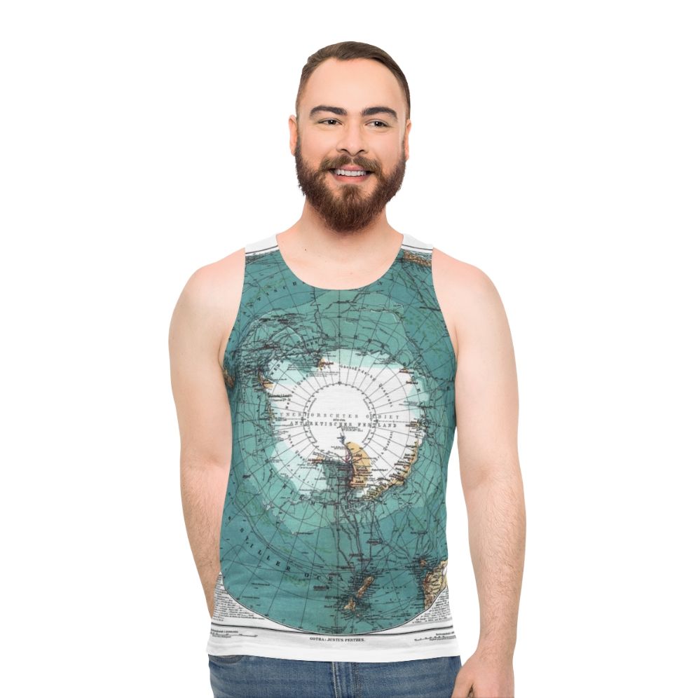 Vintage Antarctica map unisex tank top