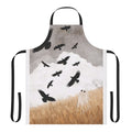 Vintage-inspired apron featuring a spooky crow design for autumn and Halloween.