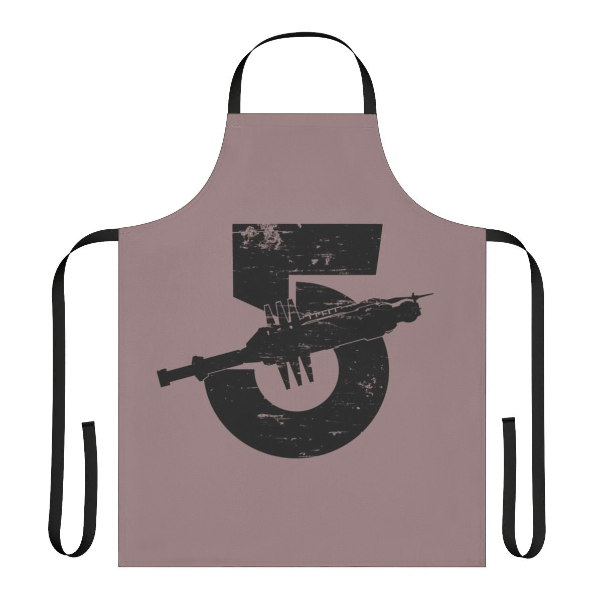 Vintage black apron featuring the Babylon 5 logo and design