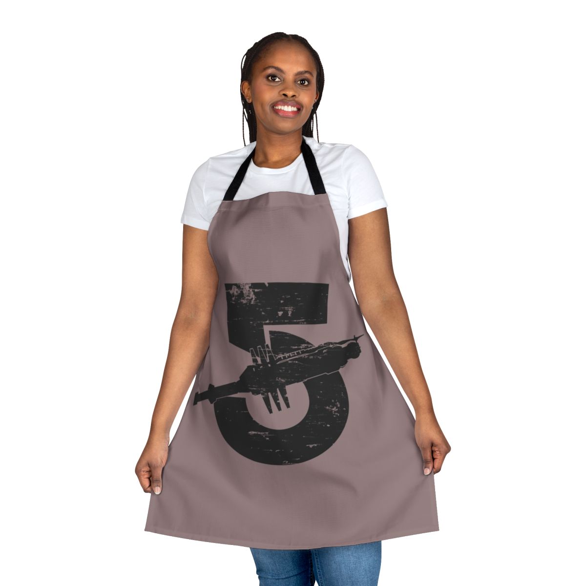 Vintage black apron featuring the Babylon 5 logo and design