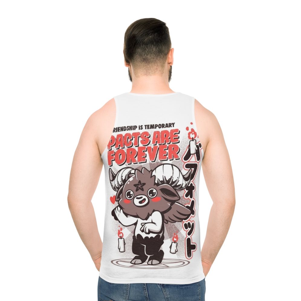 Vintage Baphomet unisex tank top with Japanese horror aesthetic