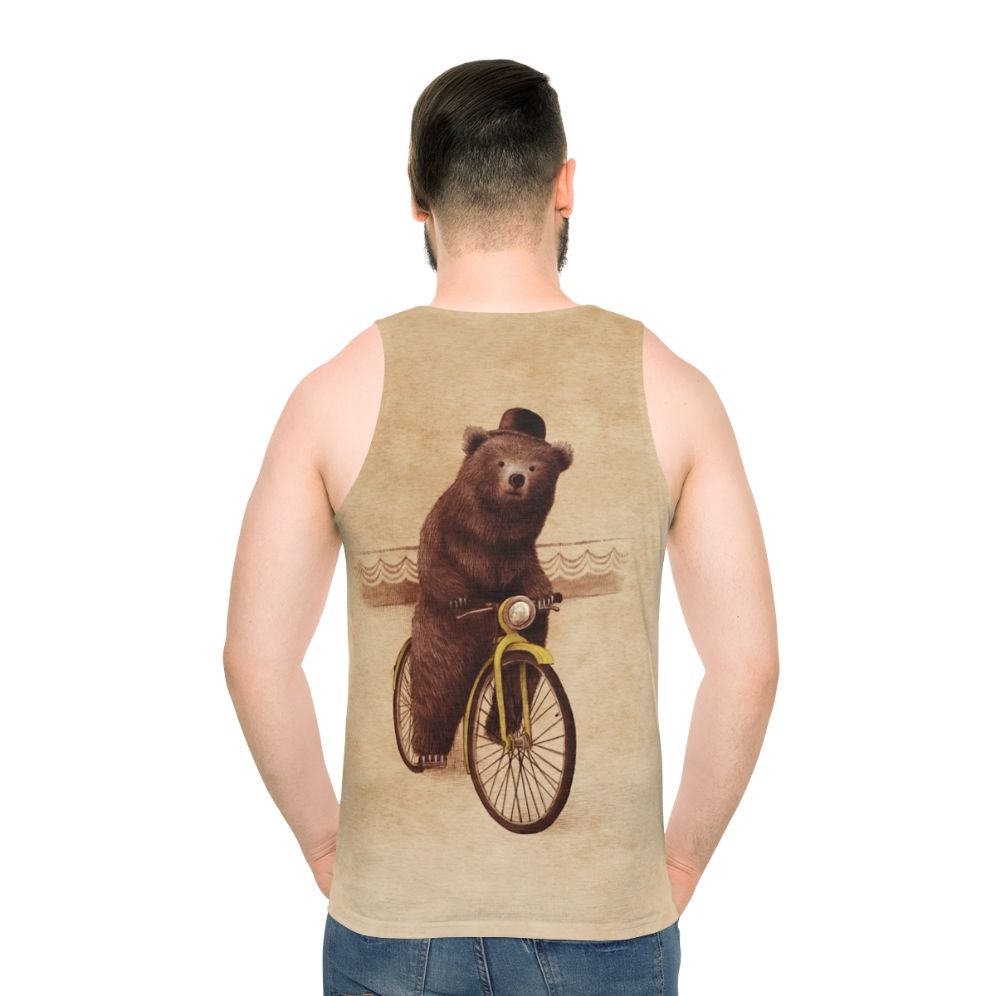 Vintage bear cycling unisex tank top