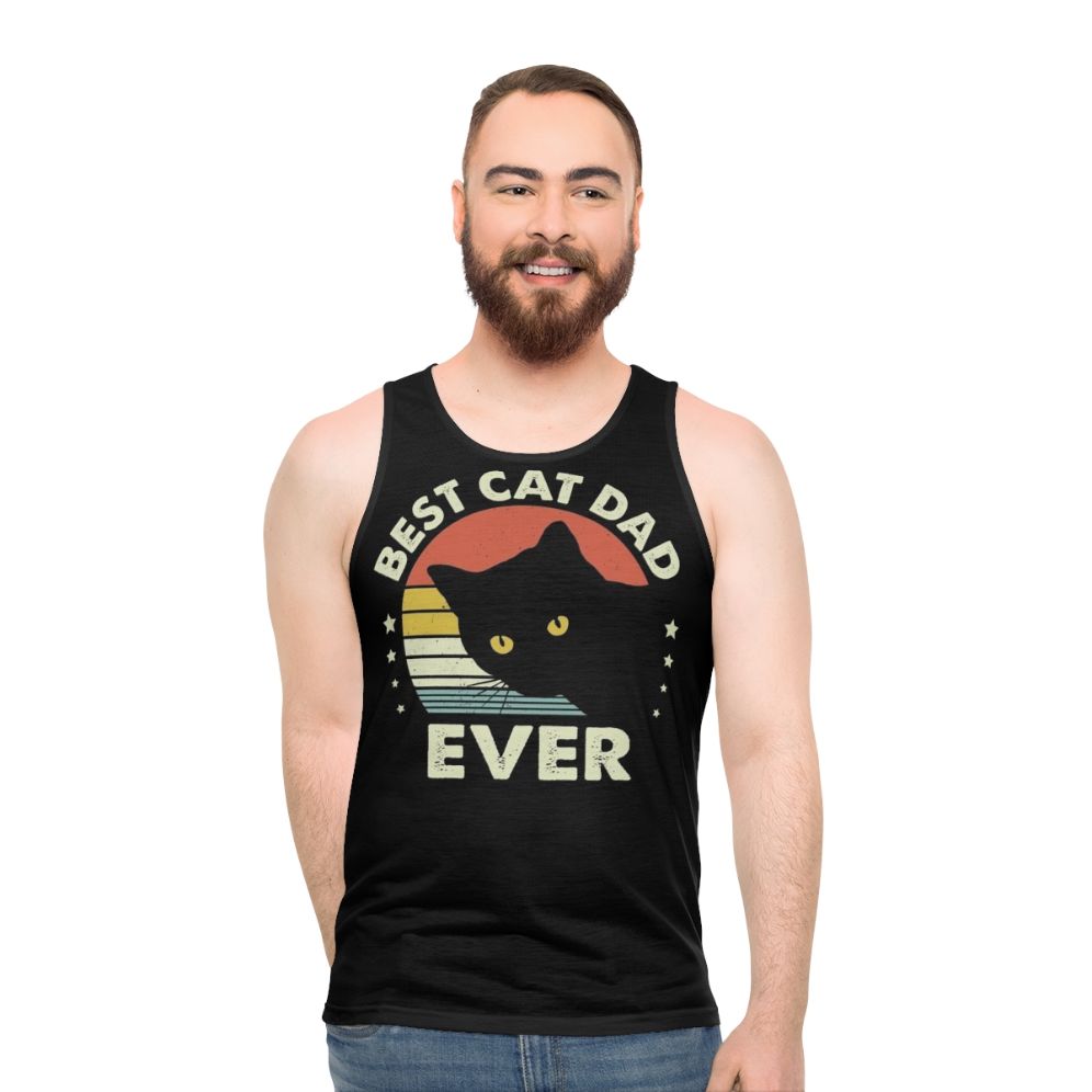 Vintage Best Black Cat Dad Ever Unisex Tank Top