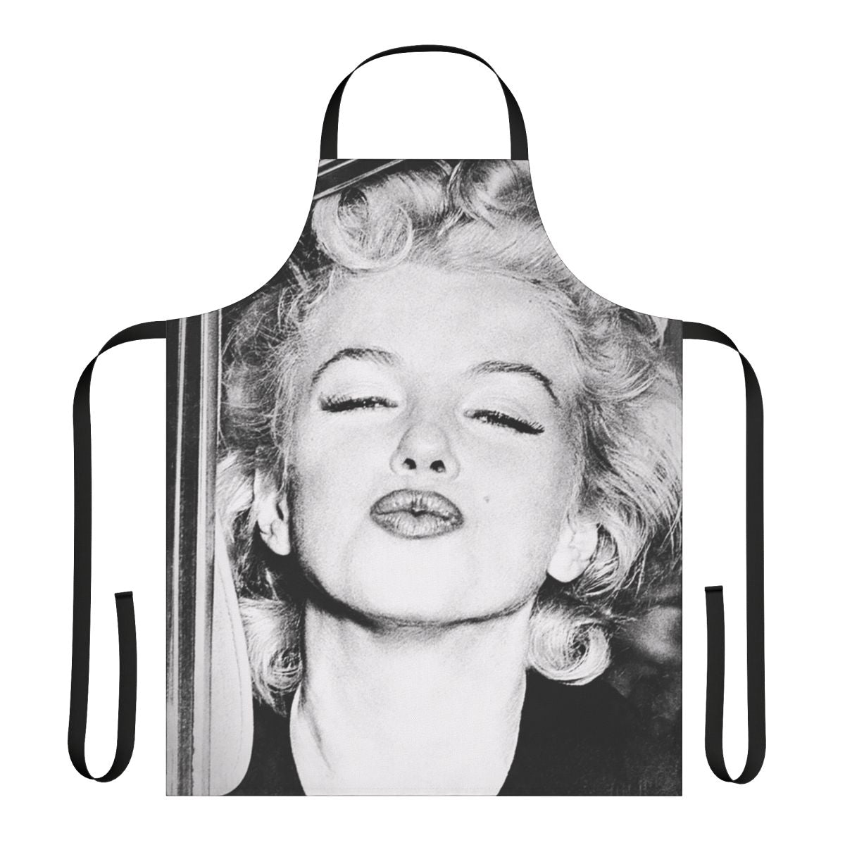 Vintage black and white portrait of Marilyn Monroe printed on an apron