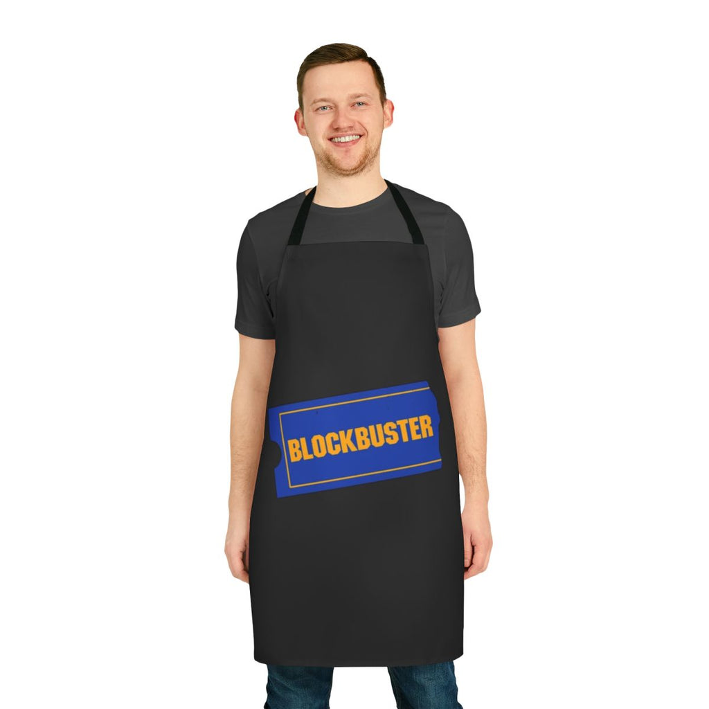 Vintage-style apron featuring the iconic Blockbuster Video logo, a nostalgic nod to classic movie rentals.