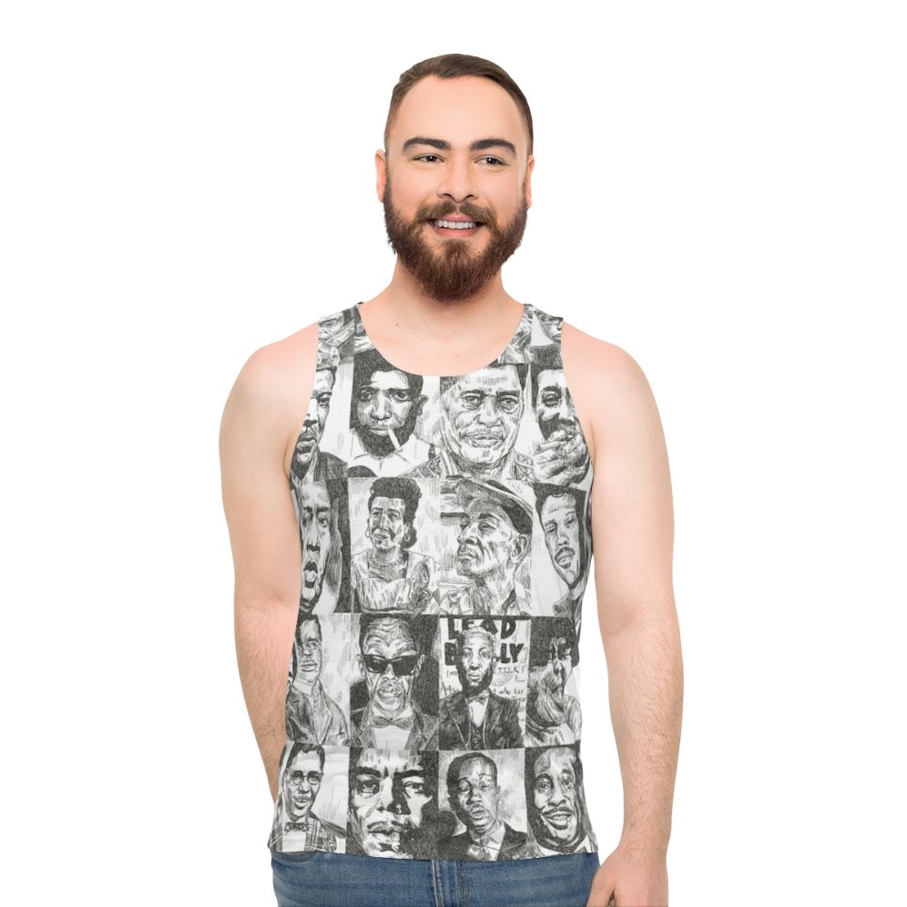 Vintage blues musicians portrait unisex tank top