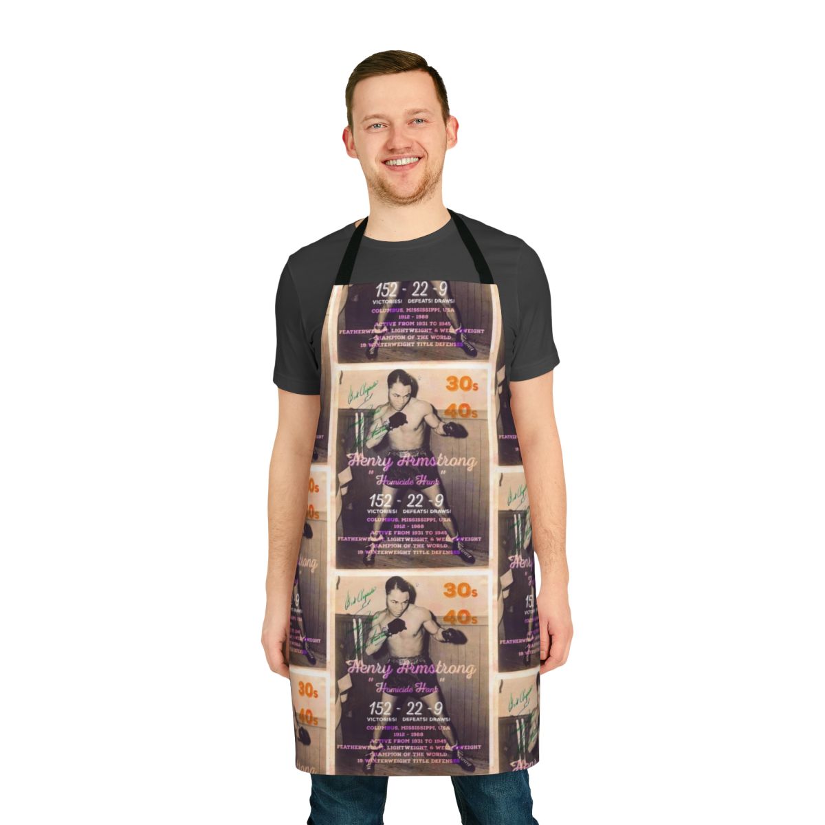 Vintage boxing apron featuring a classic boxer design