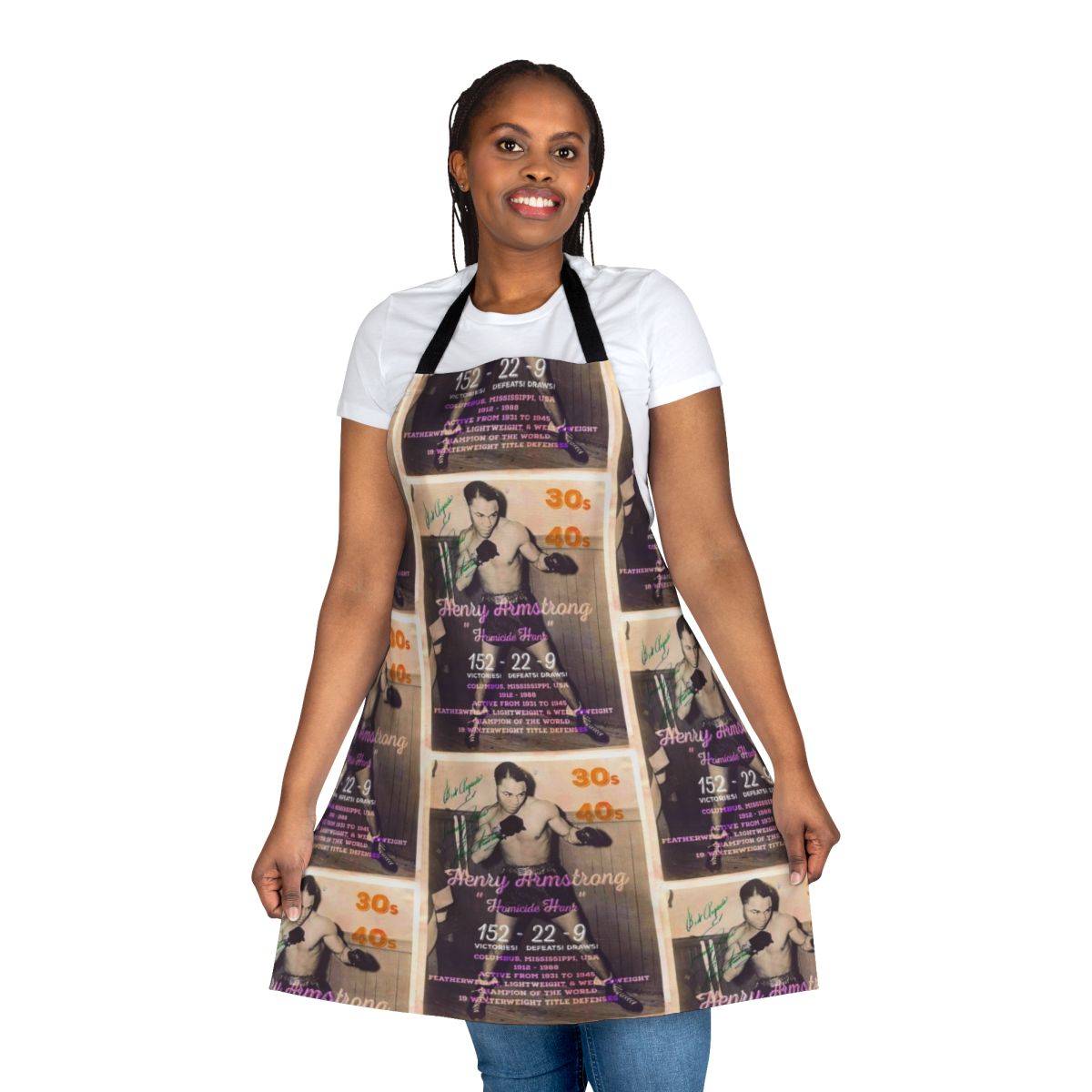 Vintage boxing apron featuring a classic boxer design