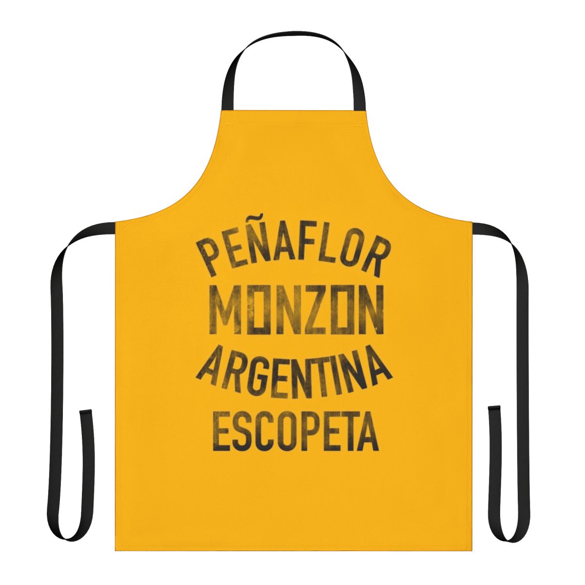 Vintage-style apron featuring a boxing-inspired graphic design, inspired by the Argentine middleweight champion Carlos Monzon.