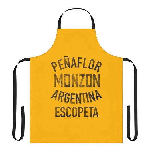 Vintage-style apron featuring a boxing-inspired graphic design, inspired by the Argentine middleweight champion Carlos Monzon.