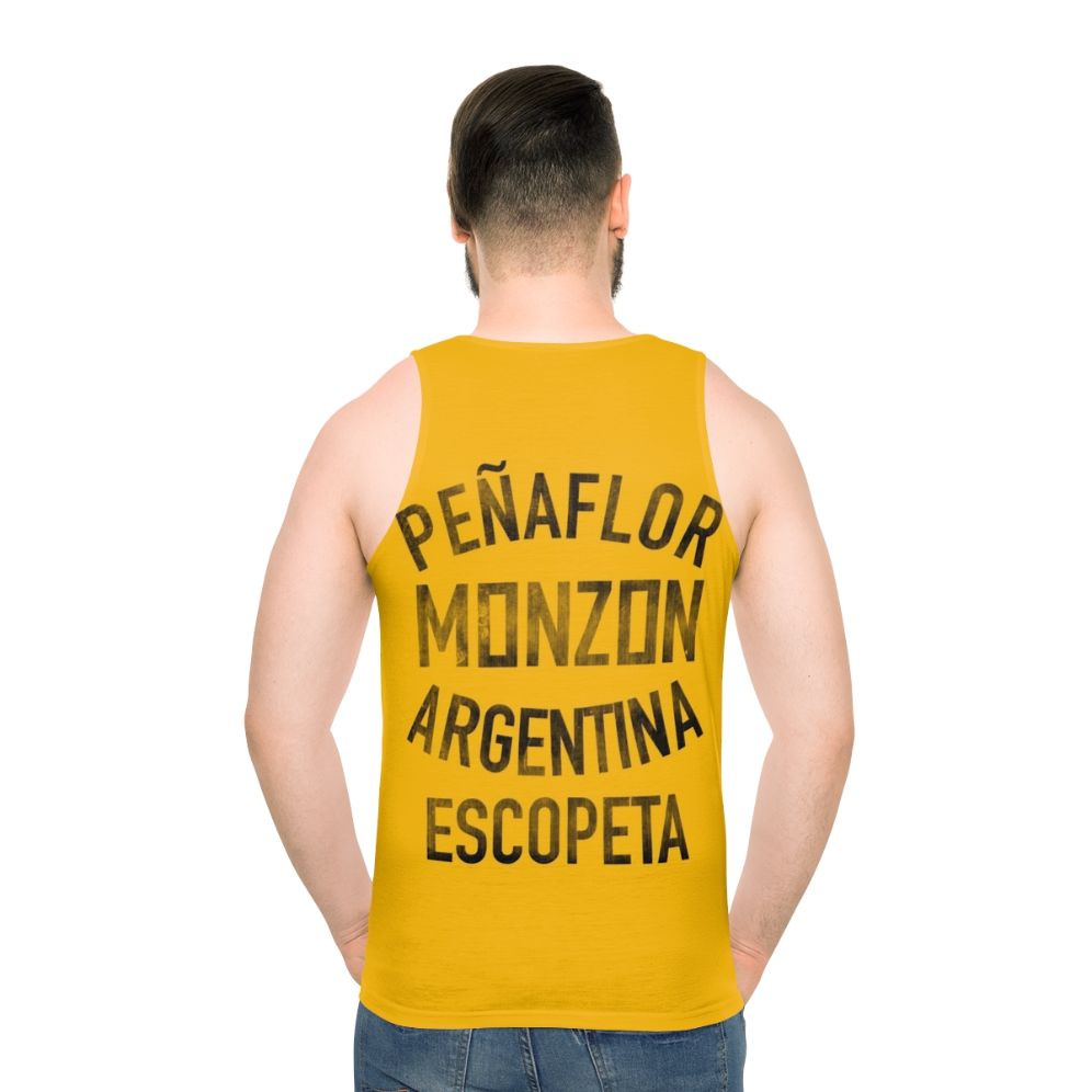 Vintage boxing memorabilia featuring Carlos Monzon's boxing training camp unisex tank top