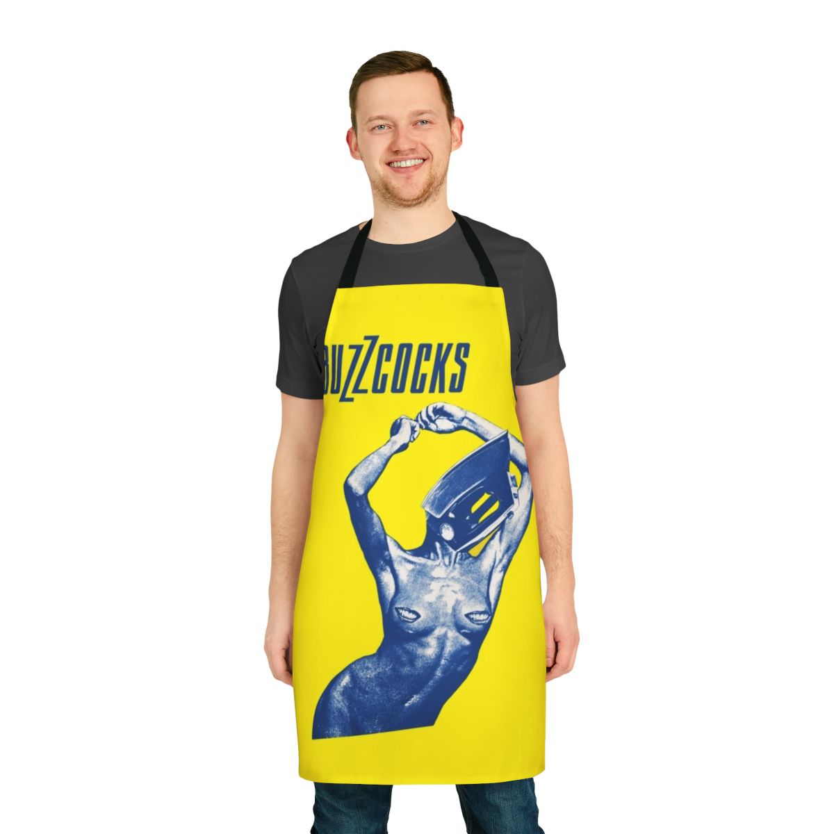 Vintage style apron featuring the iconic Buzzcocks punk band logo and name