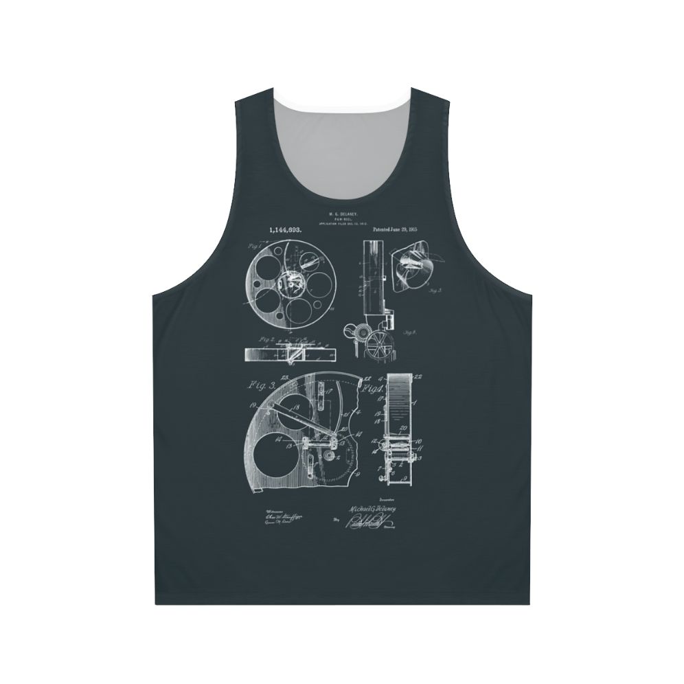 Vintage Cameraman Film Reel Patent Drawings Unisex Tank Top
