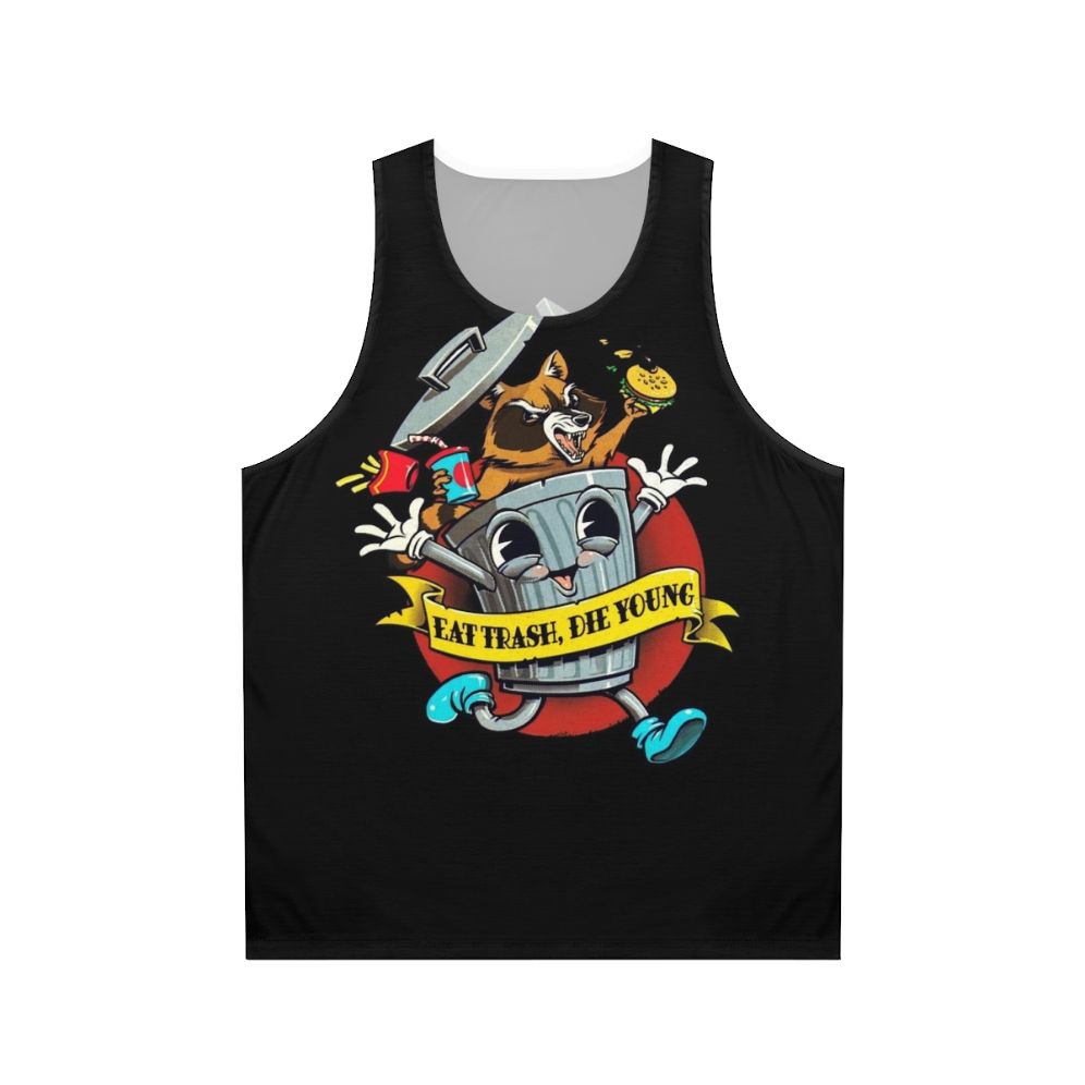Vintage cartoon "Eat Trash Die Young" unisex tank top