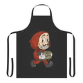 Vintage cartoon-style apron featuring Money Heist-inspired design