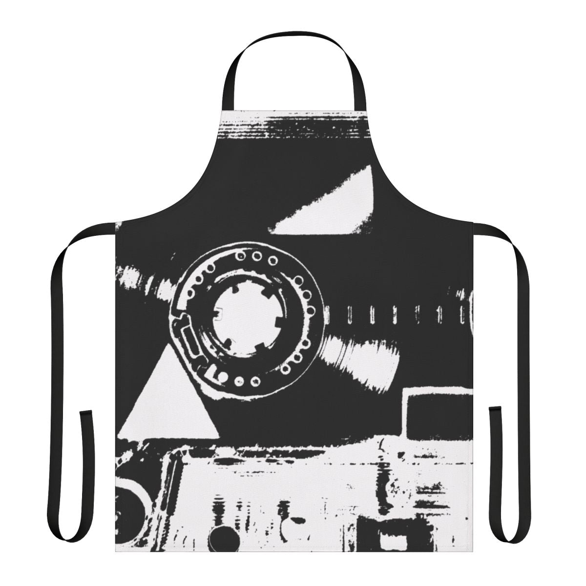 Retro cassette tape design printed on an apron