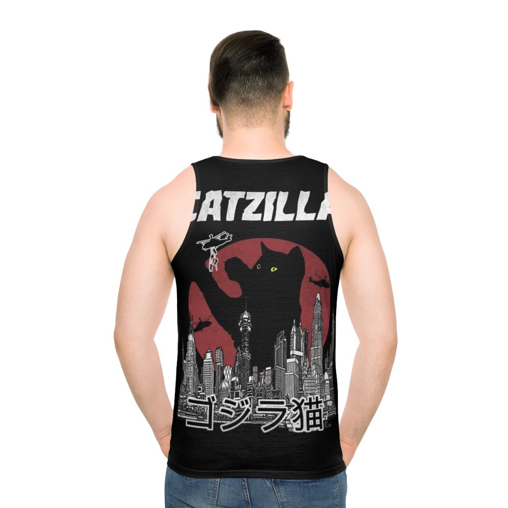 Vintage Catzilla Unisex Tank Top with Kawaii Japanese Cat Lover Design