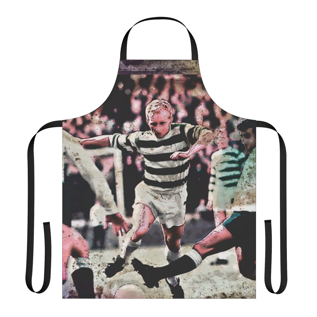 Vintage-style apron featuring a retro Celtic football jersey design