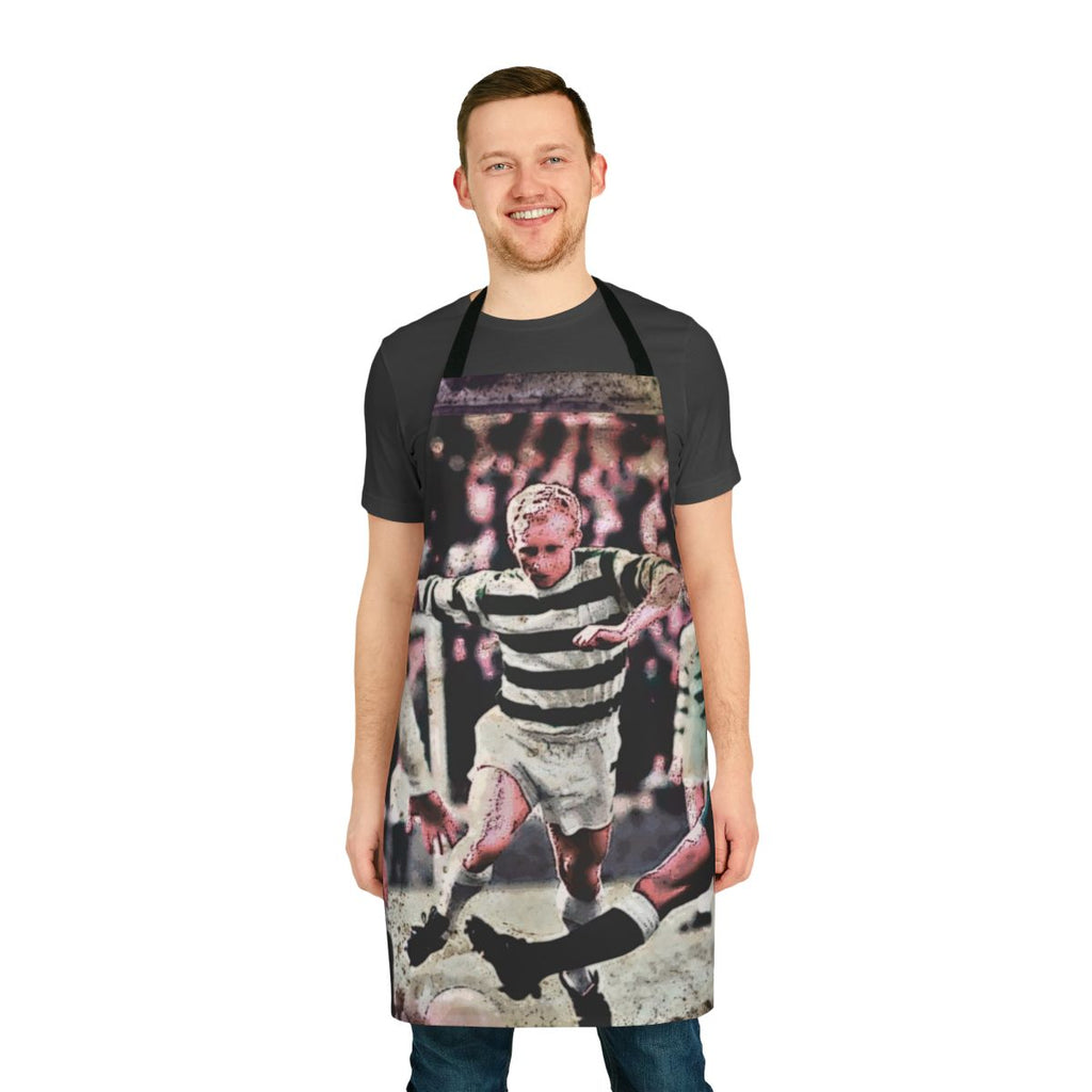Vintage-style apron featuring a retro Celtic football jersey design
