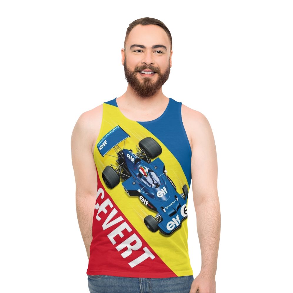 Vintage Cevert race car graphic unisex tank top