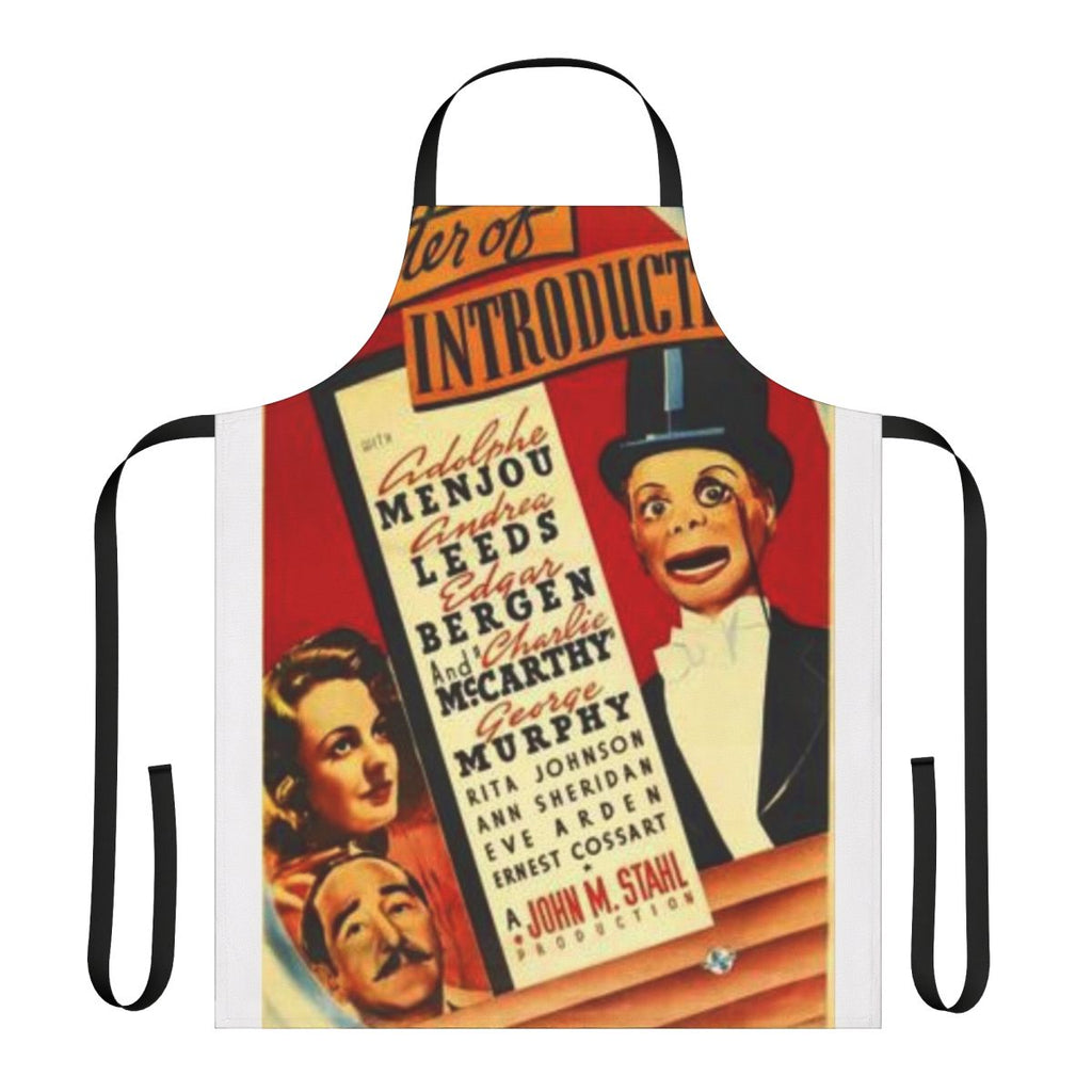 Vintage-inspired apron featuring the classic ventriloquist dummy, Charlie McCarthy