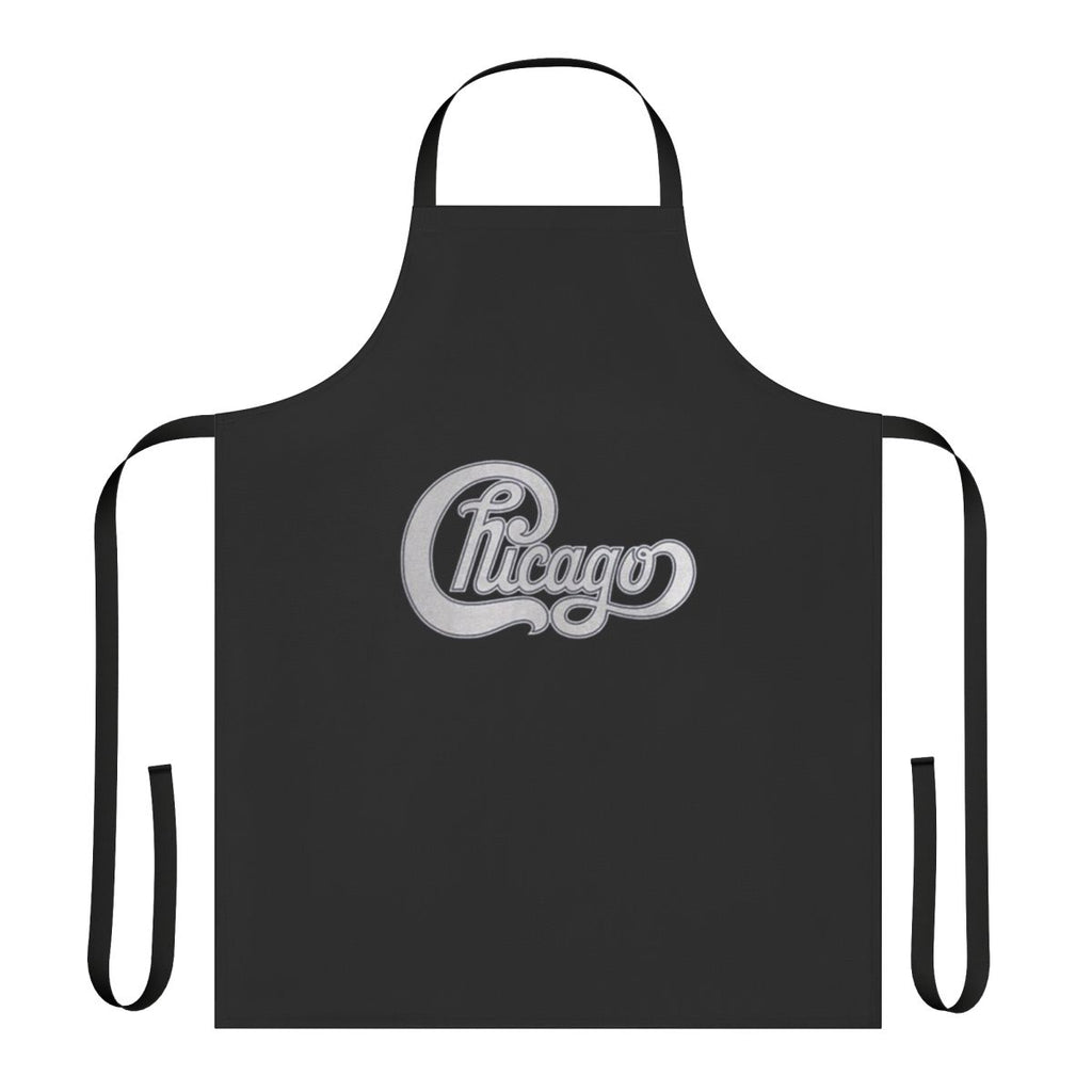 Vintage-style apron featuring a Chicago band logo and design