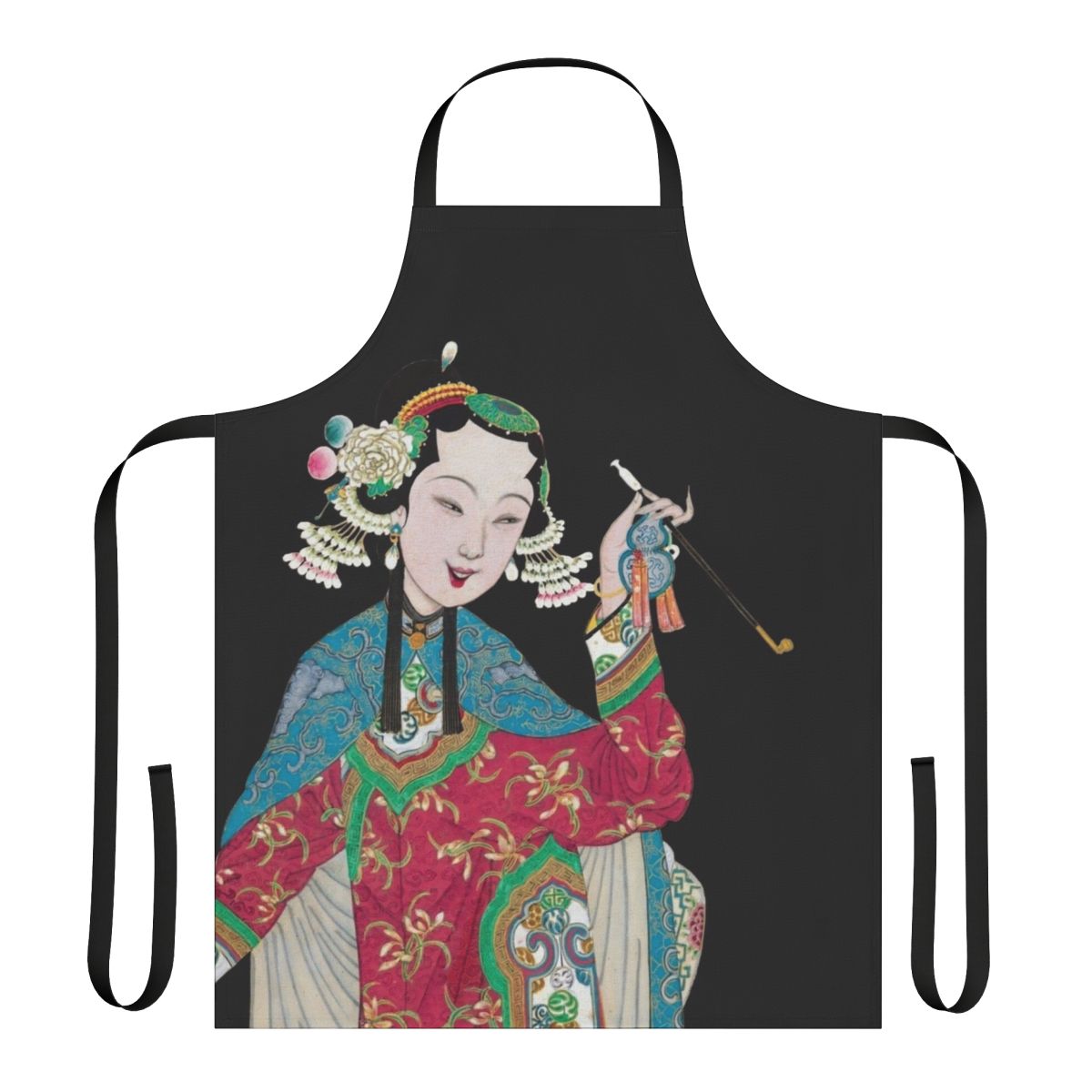 "Vintage Peking opera figure printed on a high-quality apron - unique Chinese cultural art design"