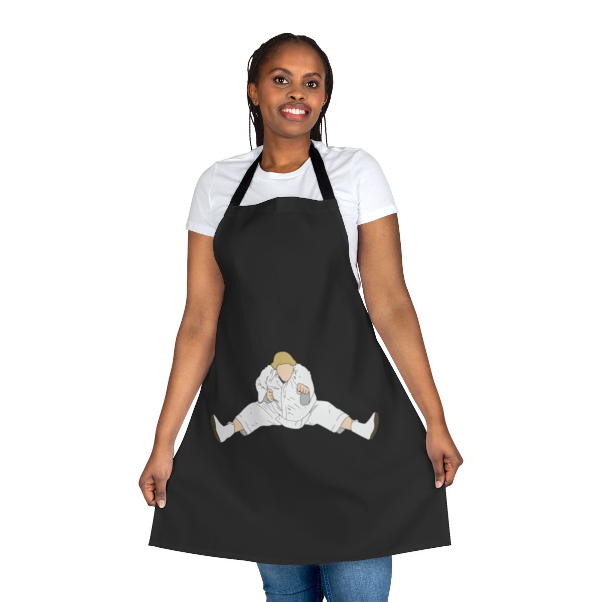 Vintage-style apron featuring iconic Chris Farley as "Beverly Hills Ninja"