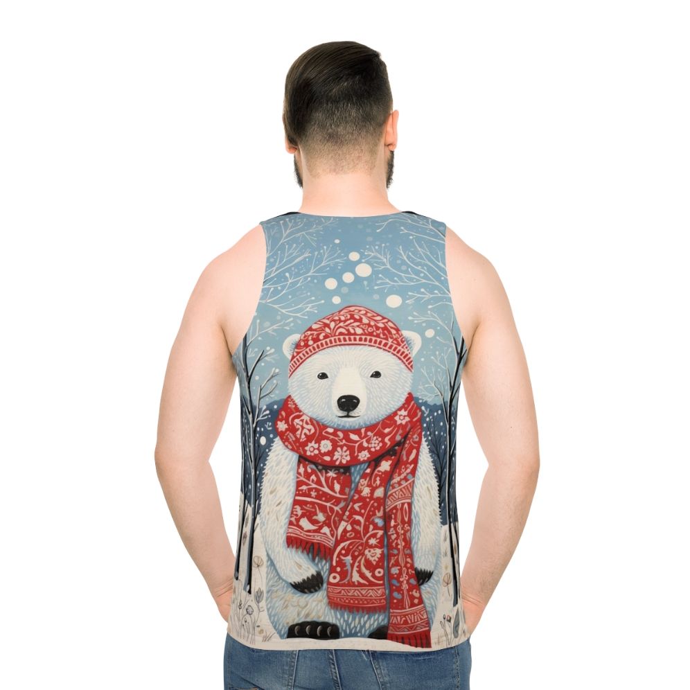 Vintage Christmas White Bear Winter Artwork Unisex Tank Top
