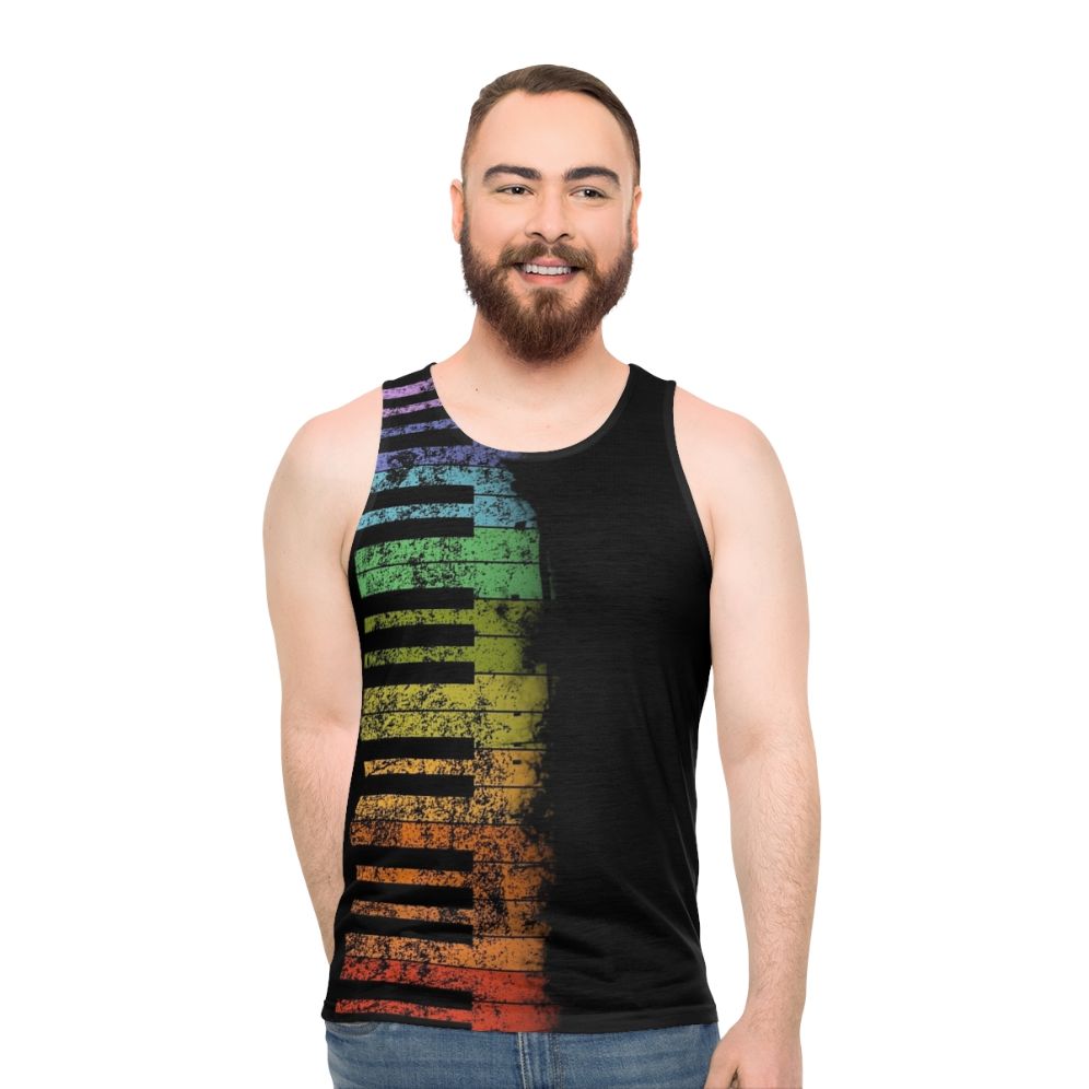 Vintage Colorful Piano Keyboard Unisex Tank Top