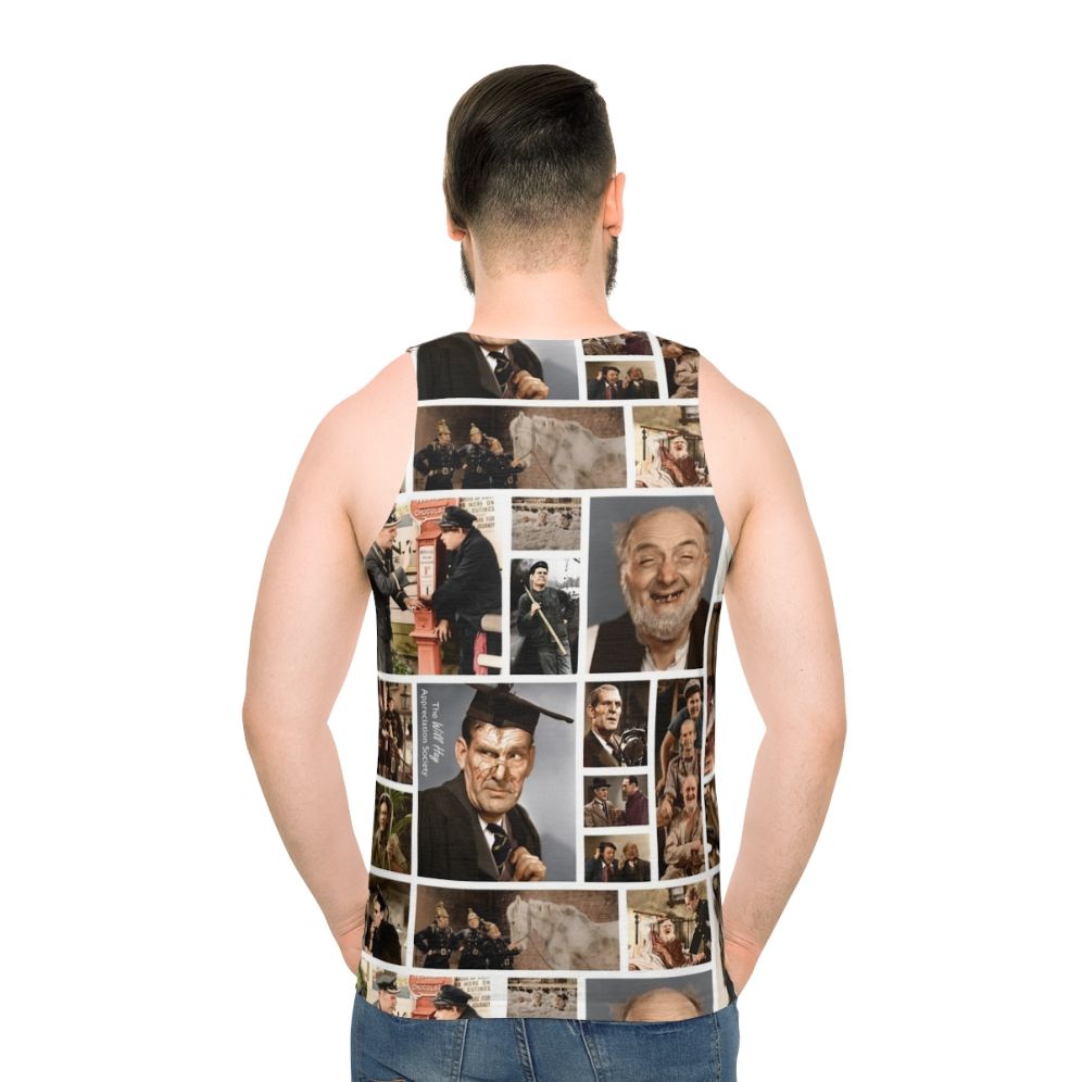 Unisex tank top featuring colourized film stills from classic British comedy