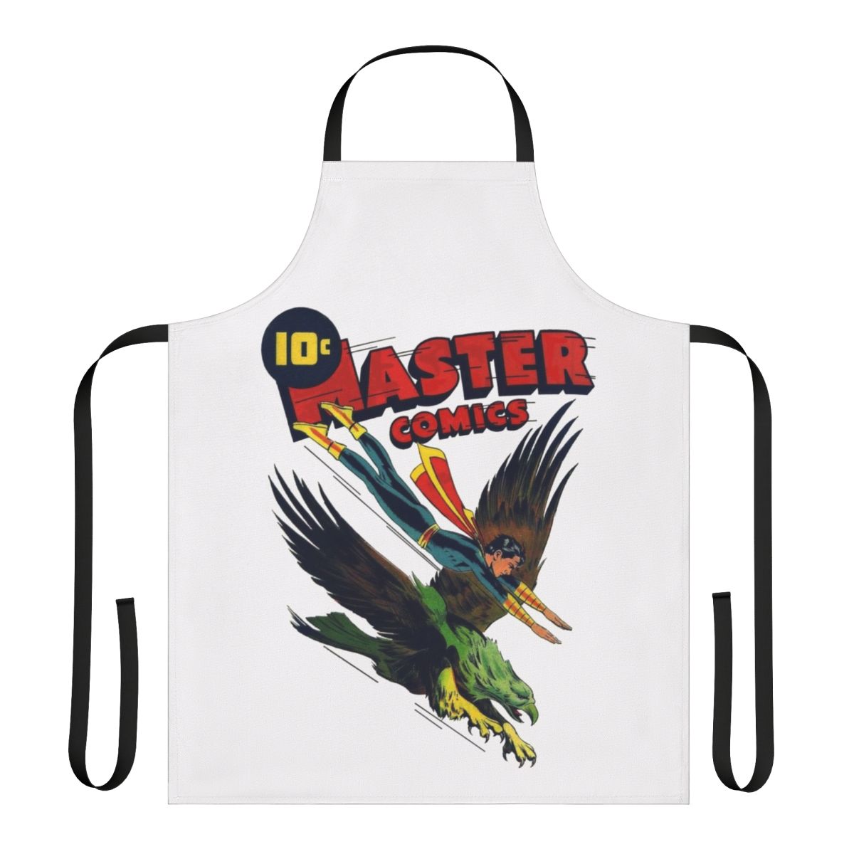 Vintage comic book cover art featuring classic superheroes printed on a durable apron for retro comics enthusiasts.