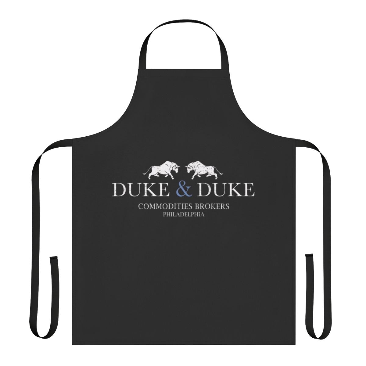 Vintage-style commodities broker apron with a retro logo design