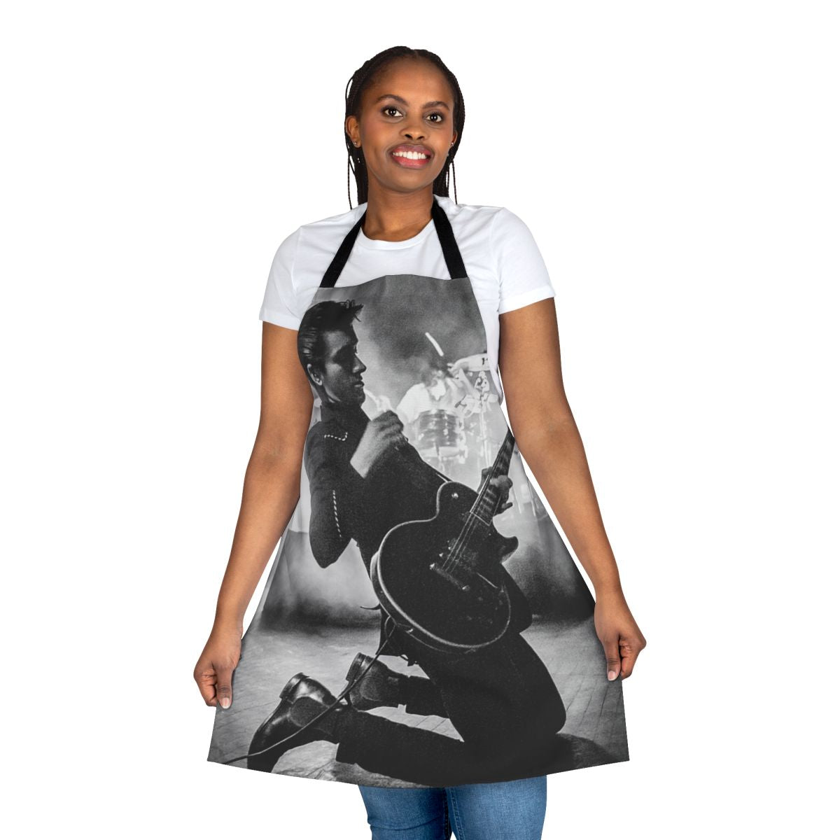 Vintage-style apron featuring a retro concert design, perfect for music fans and concert-goers.