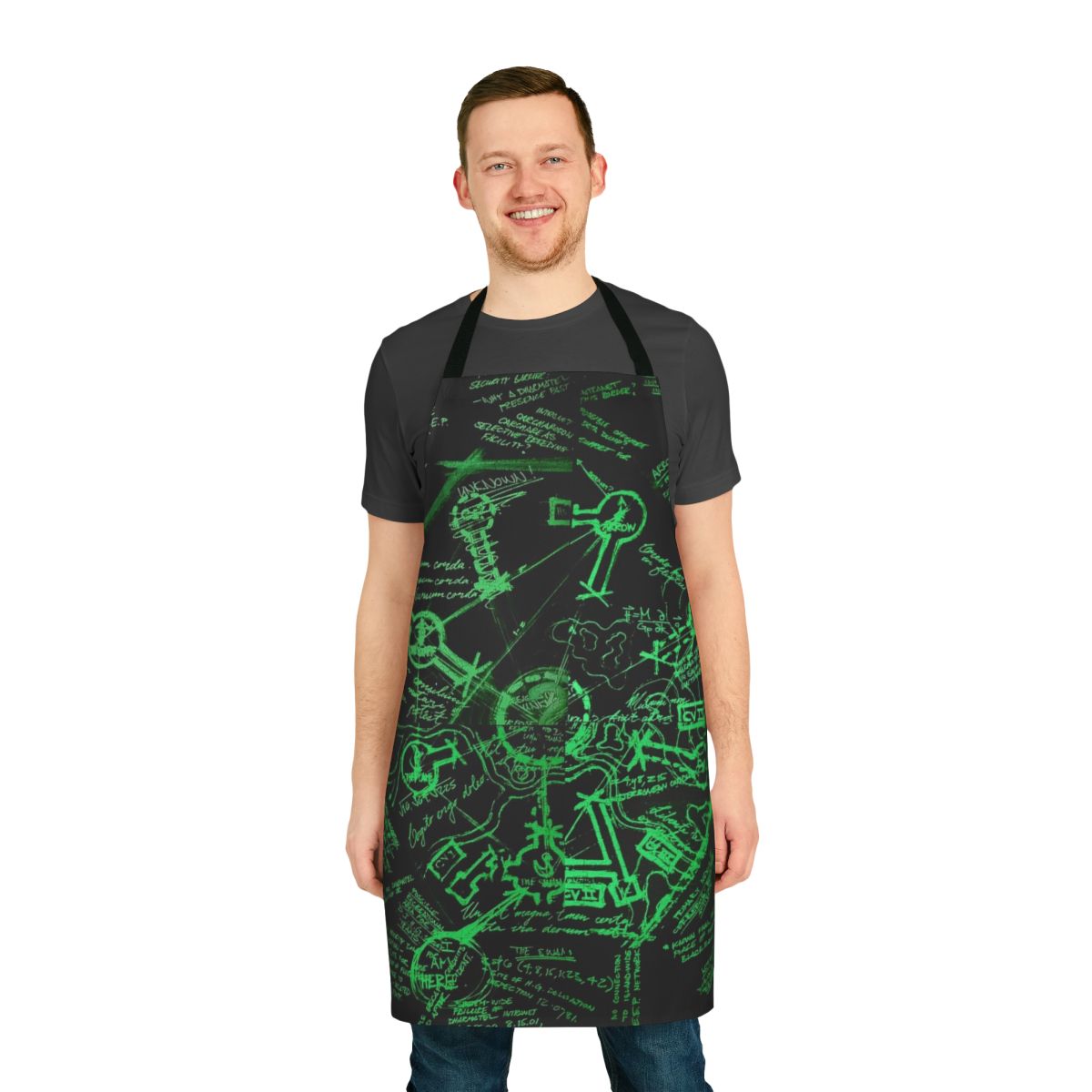Vintage-style apron featuring the Dharma Stations map from the hit TV series Lost.