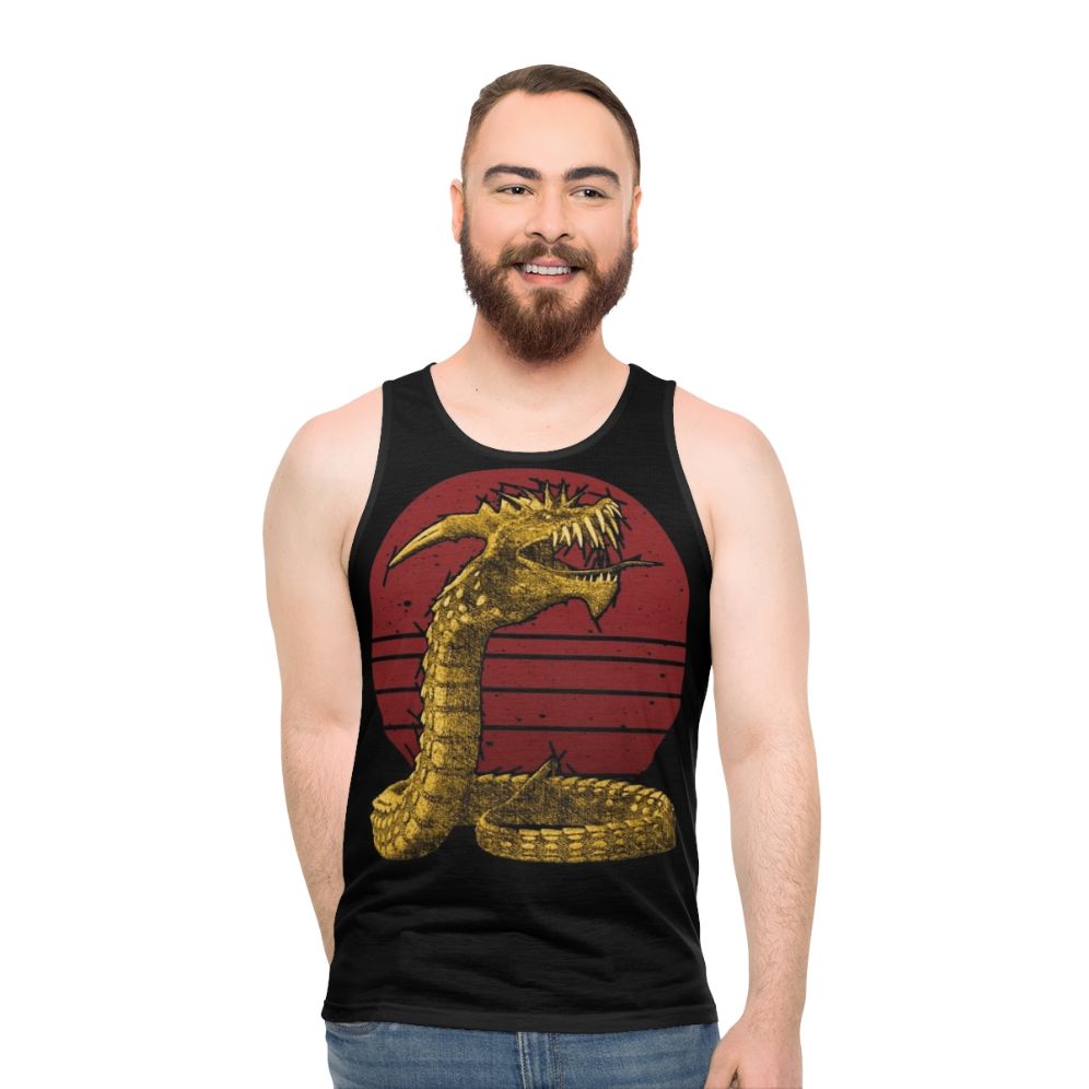 Vintage dragon snake graphic on unisex tank top