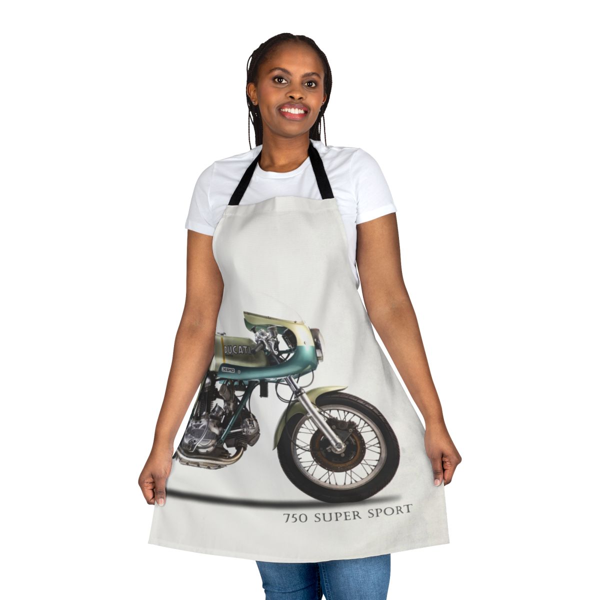 Vintage Ducati 750SS motorcycle-inspired apron
